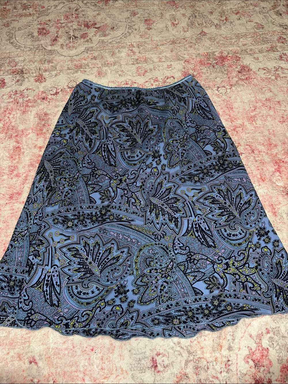 Blue Paisley Midi Skirt